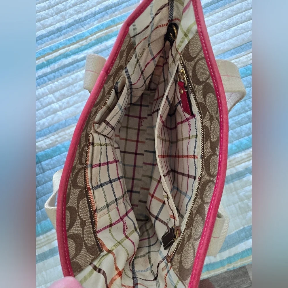 Y2K Coach Heritage Pink Stripe Tote